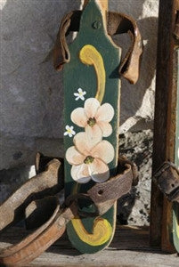 Antique Youth Ice Skates Artisan Hand Painted Flowers from Holland
