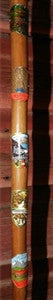 Antique Walking Stick 5 Badges Medallions Stocknagels 35 Inches Long