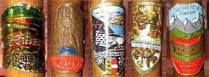 Antique Walking Stick 5 Badges Medallions Stocknagels 35 Inches Long