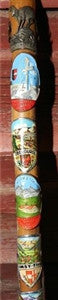 Antique Walking Stick 25 Badges Medallions Stocknagels 34 Inches Long