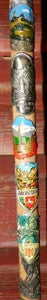 Antique Walking Stick 33 Inches Long 14 Badges