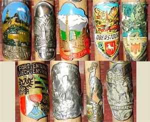 Antique Walking Stick 33 Inches Long 14 Badges